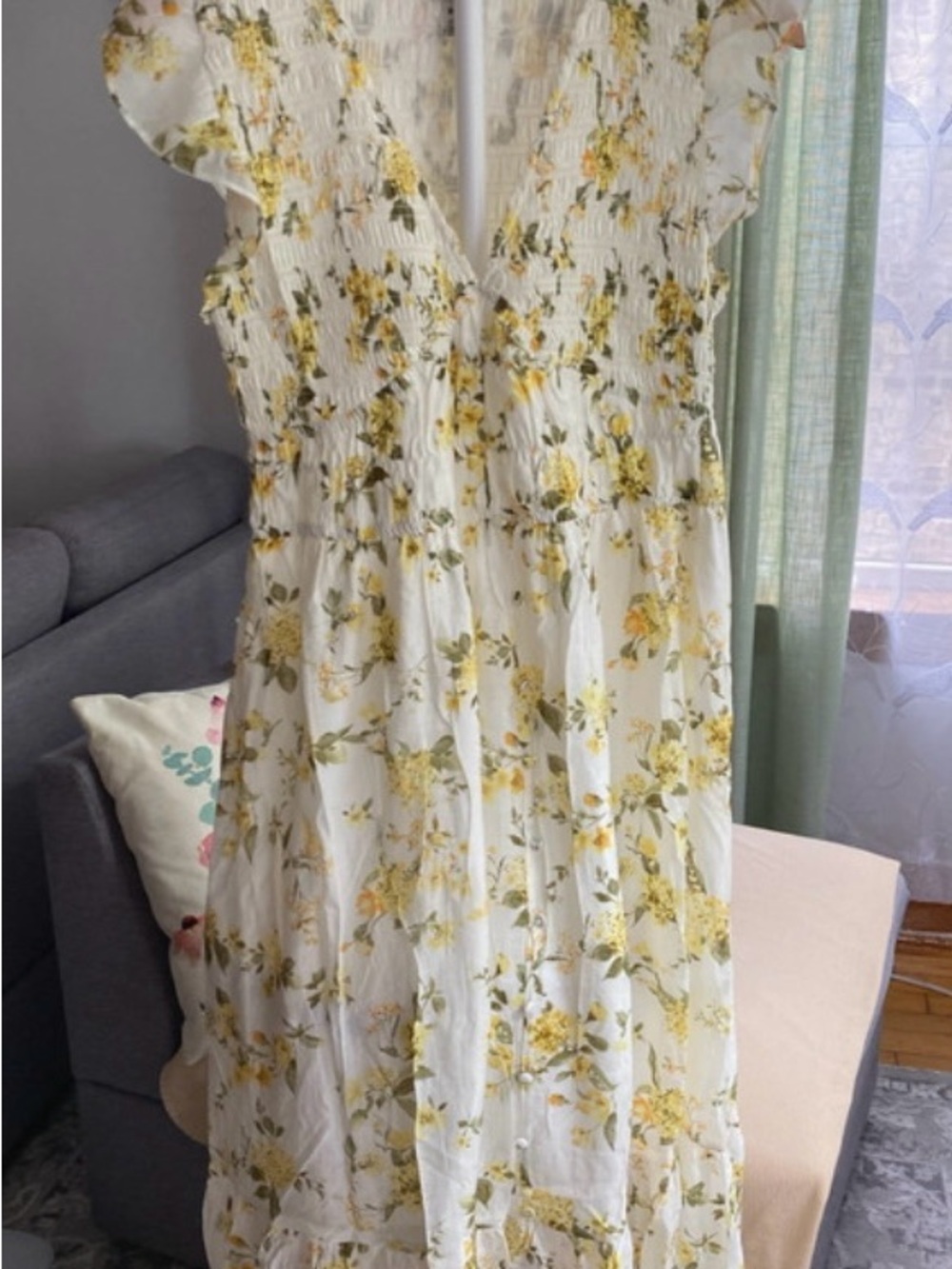 Joie Summer Maxi Dress White with Yellow Floral Print